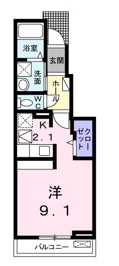 岡山市北区野殿東町のアパートの間取り