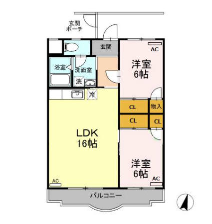 豊橋市羽根井西町のマンションの間取り