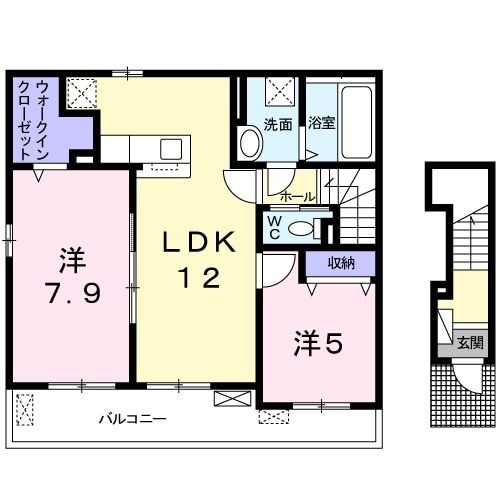 姫路市西庄のアパートの間取り