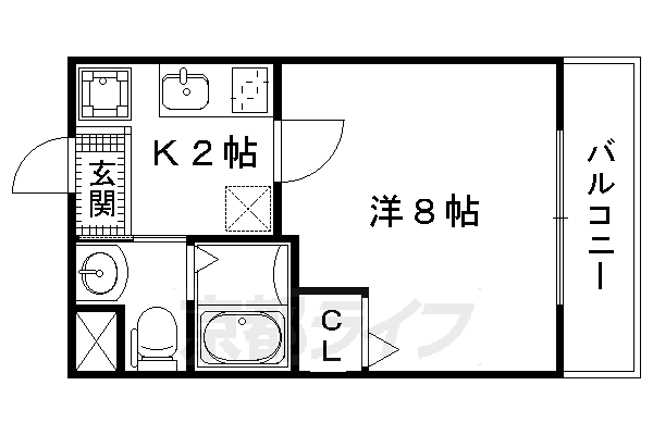 京都市上京区五辻町のマンションの間取り