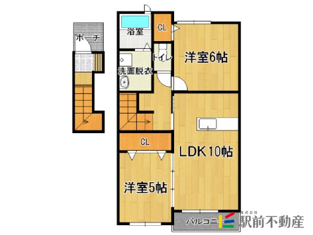 朝倉郡筑前町二のアパートの間取り