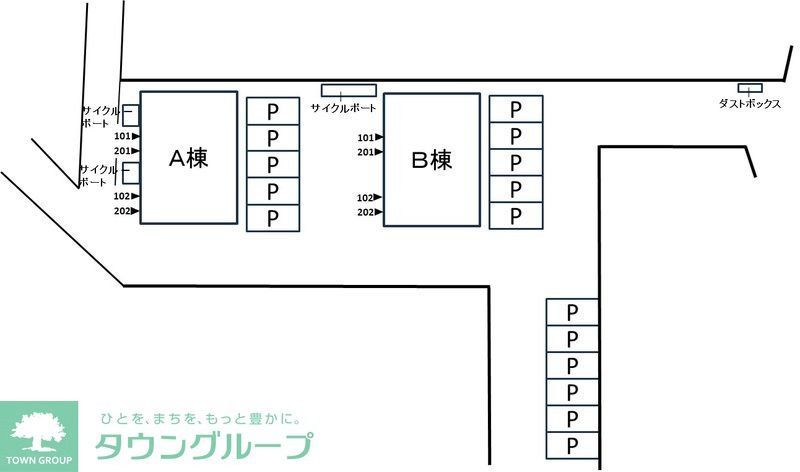 【鶴ヶ島市大字太田ヶ谷のアパートの駐車場】