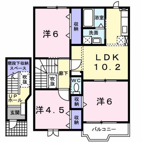 由利本荘市中梵天のアパートの間取り