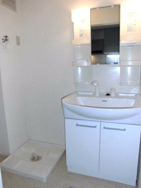 洗面設備　洗髪洗面化粧台と洗濯機置き場