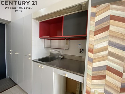 キッチン　ミニキッチンですが、収納スペース豊富なキッチンです。