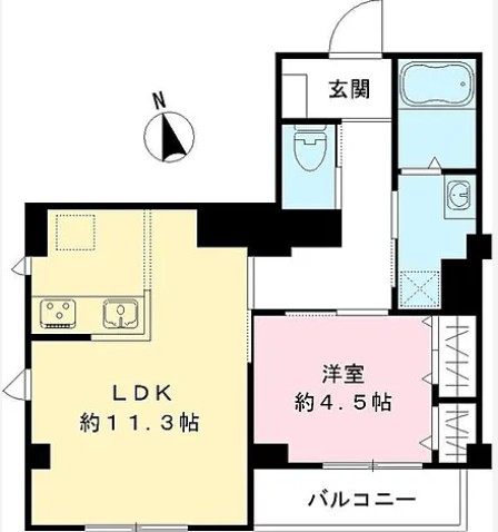 東急池上線 蓮沼駅 徒歩9分 5階建 築4年の間取り写真