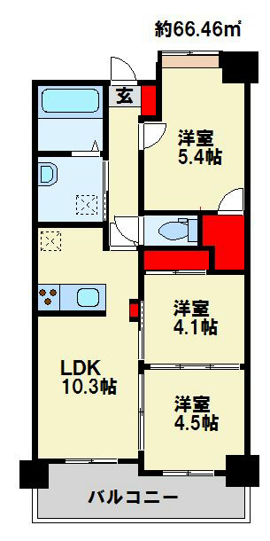 ＪＲ鹿児島本線 小倉駅 徒歩10分 14階建 築13年の間取り写真