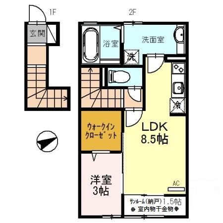 富山地鉄不二越上滝 南富山駅 徒歩29分 2階建 築11年の間取り写真