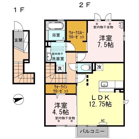 シェモア　クレア　Ｂ棟 205号室の間取り