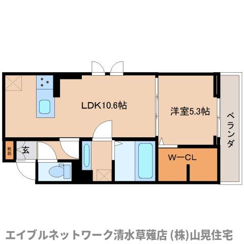 静岡市清水区七ツ新屋のアパートの間取り