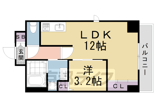 京都市北区衣笠北天神森町のマンションの間取り