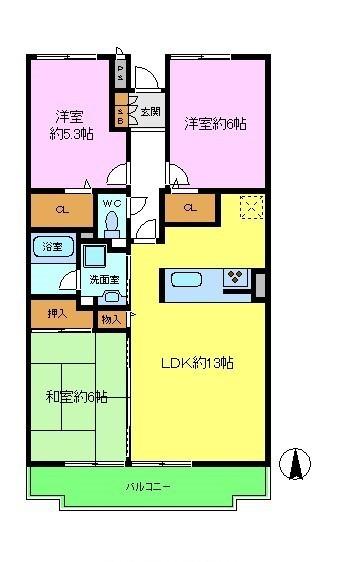 ロジェ長野　448　1号棟の間取り