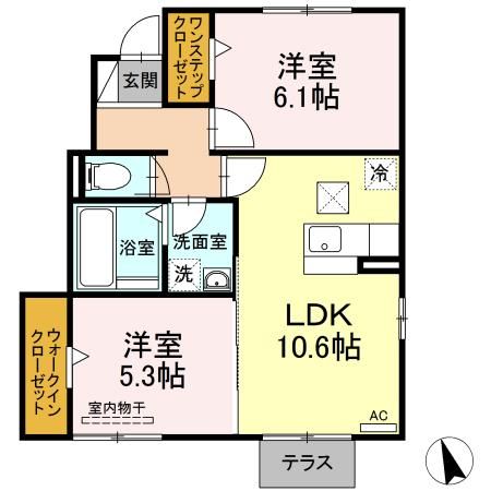 一宮市木曽川町里小牧のアパートの間取り