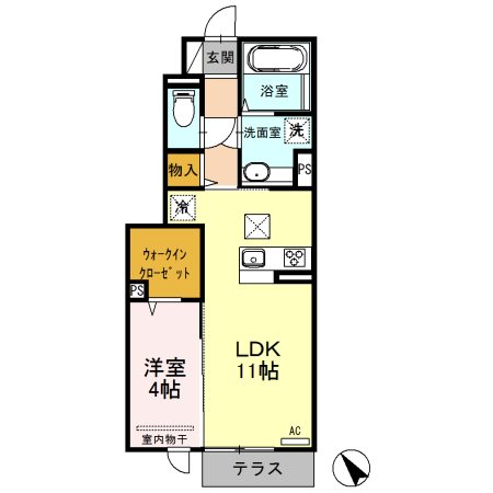 薩摩川内市中郷のアパートの間取り