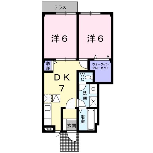 大和郡山市北郡山町のアパートの間取り