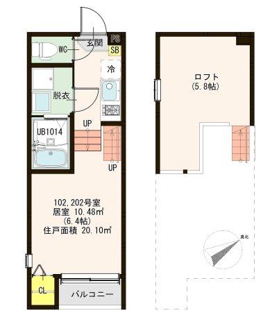 仙台市宮城野区高砂のアパートの間取り