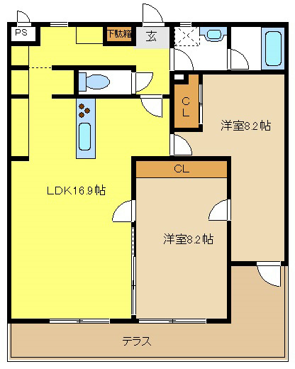 【名古屋市緑区神沢のマンションの間取り】