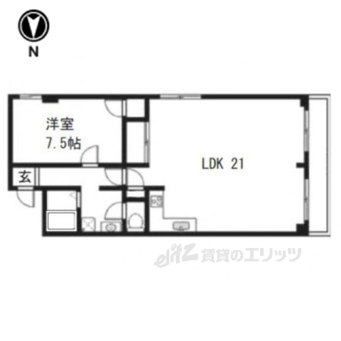 京都市下京区西七条掛越町のマンションの間取り