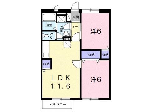 橋本市岸上のアパートの間取り