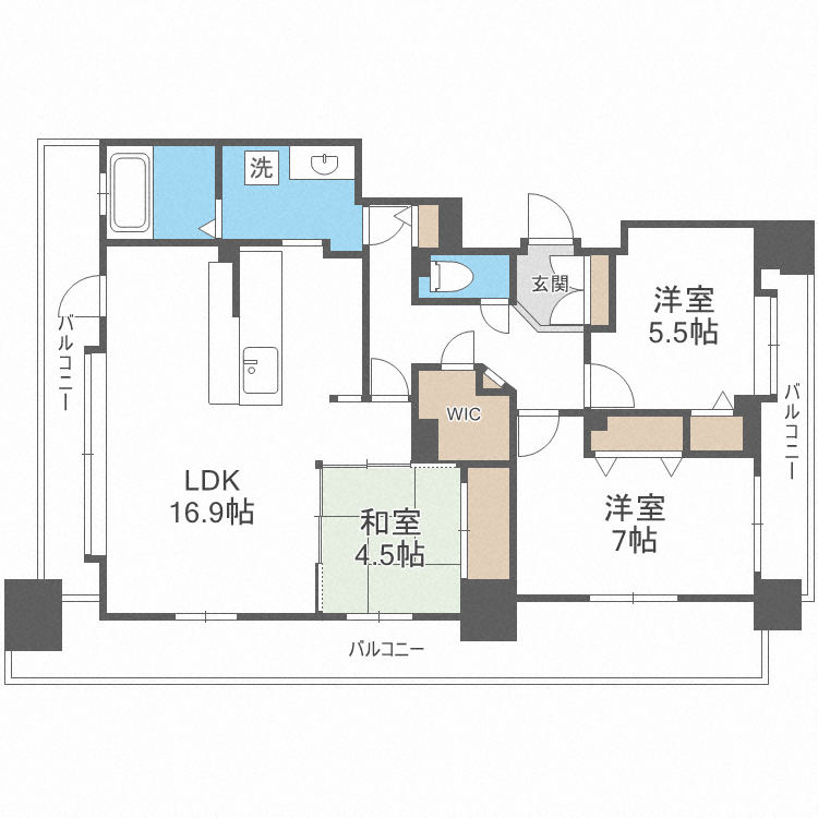 札幌市中央区南七条西のマンションの間取り