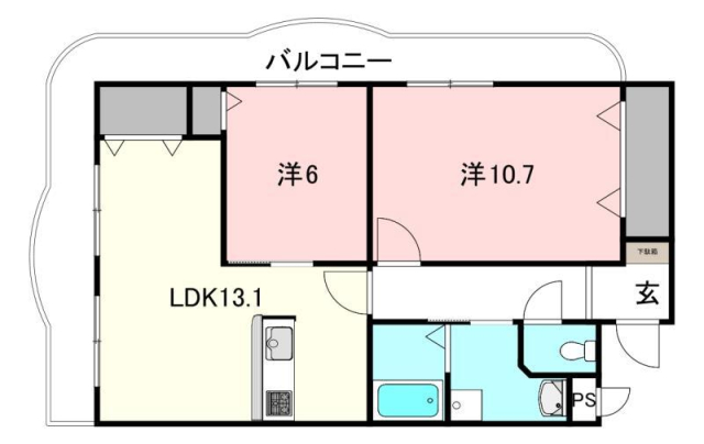 松山市新石手のマンションの間取り