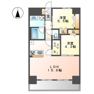 名古屋市中区平和のマンションの間取り