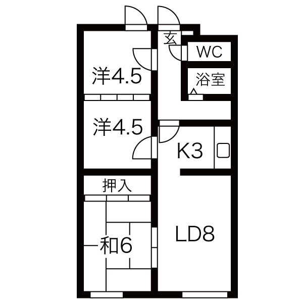 札幌市東区北四十八条東のマンションの間取り