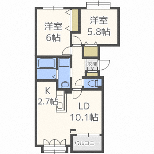 札幌市北区あいの里三条のマンションの間取り