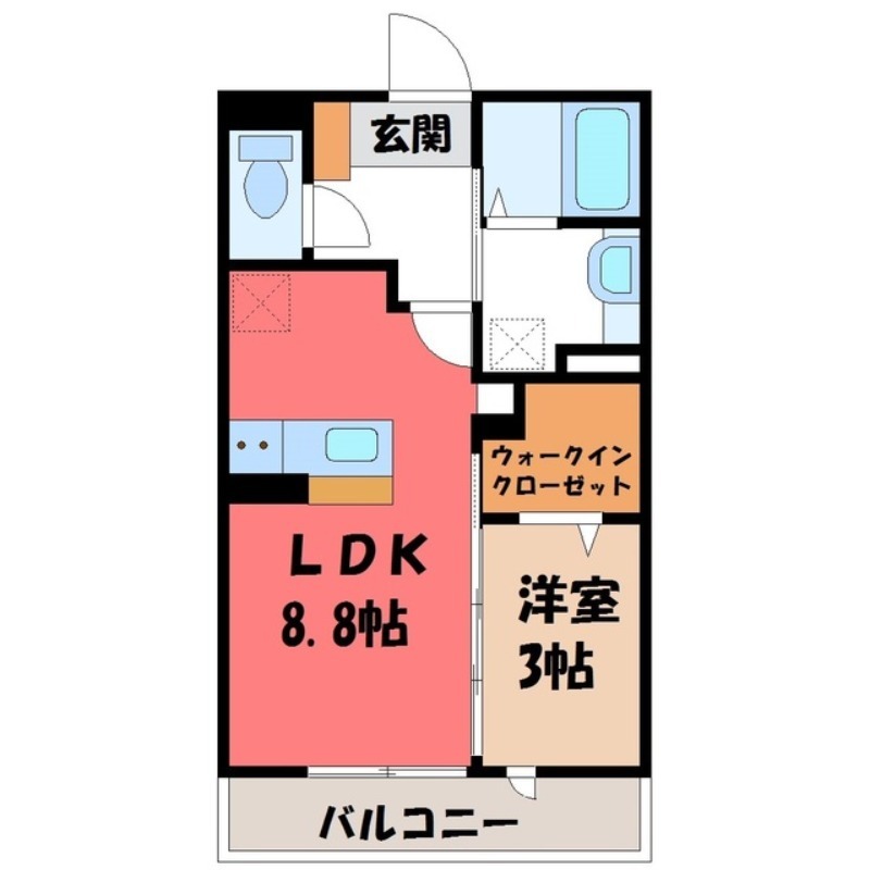 下都賀郡壬生町至宝のアパートの間取り