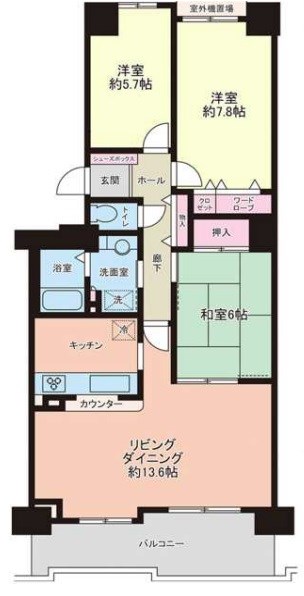 神戸市東灘区向洋町中のマンションの間取り