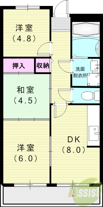 【エイチツーオー杭瀬の間取り】