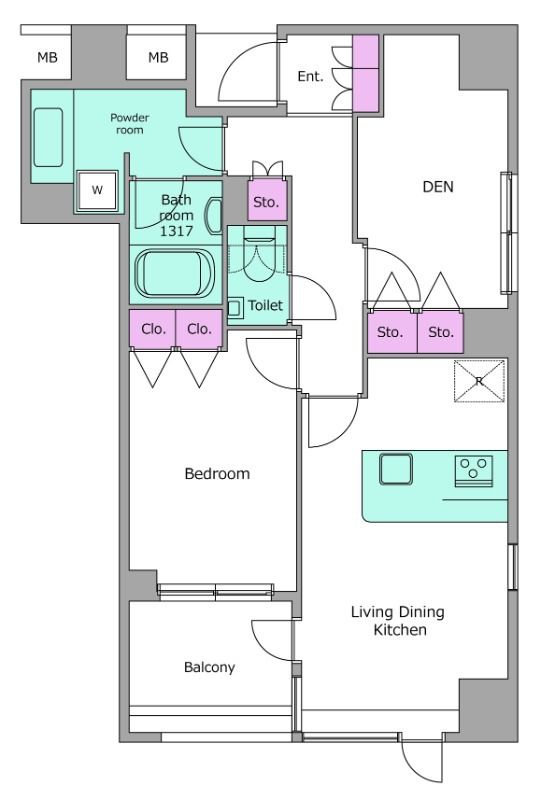 港区東麻布のマンションの間取り