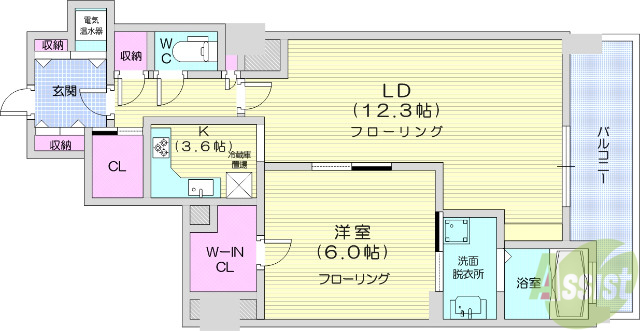 仙台市青葉区大手町のマンションの間取り