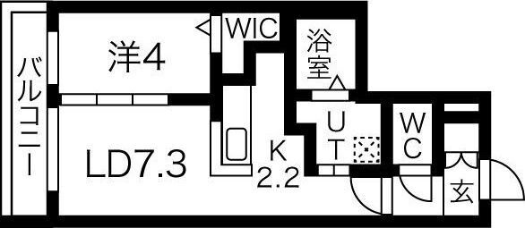 札幌市東区北十二条東のマンションの間取り