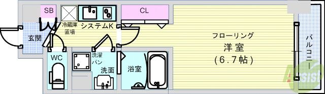 大阪市中央区南船場のマンションの間取り