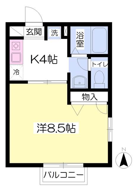 横浜市緑区長津田みなみ台のアパートの間取り