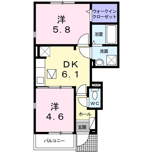 柏崎市大字下田尻のアパートの間取り