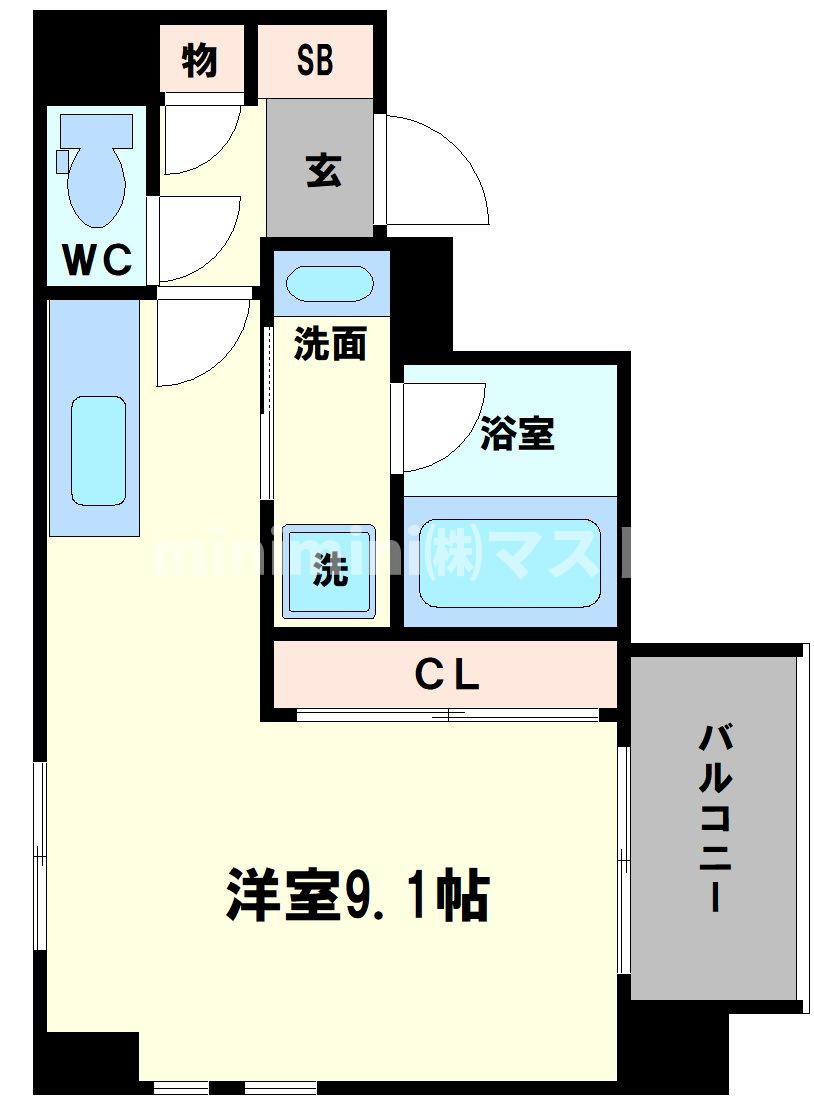 大阪市西区千代崎のマンションの間取り