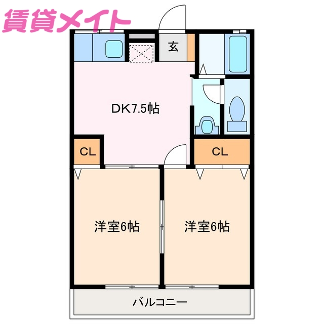 クレアール江島B棟の間取り