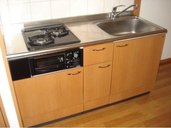 キッチン　2口ガスコンロのシステムキッチン