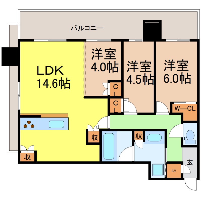 名鉄名古屋本線 名鉄名古屋駅 徒歩10分 42階建 築4年の間取り写真