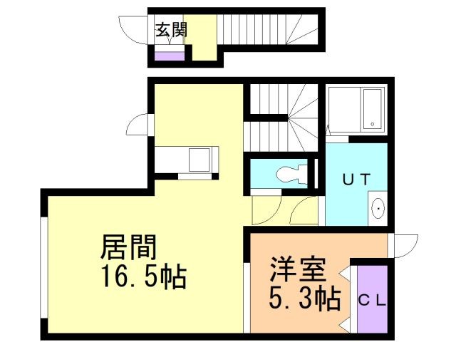 函館市桔梗のアパートの間取り