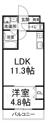 京都市西京区桂上野東町のマンションの間取り