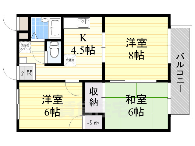 高槻市氷室町のマンションの間取り