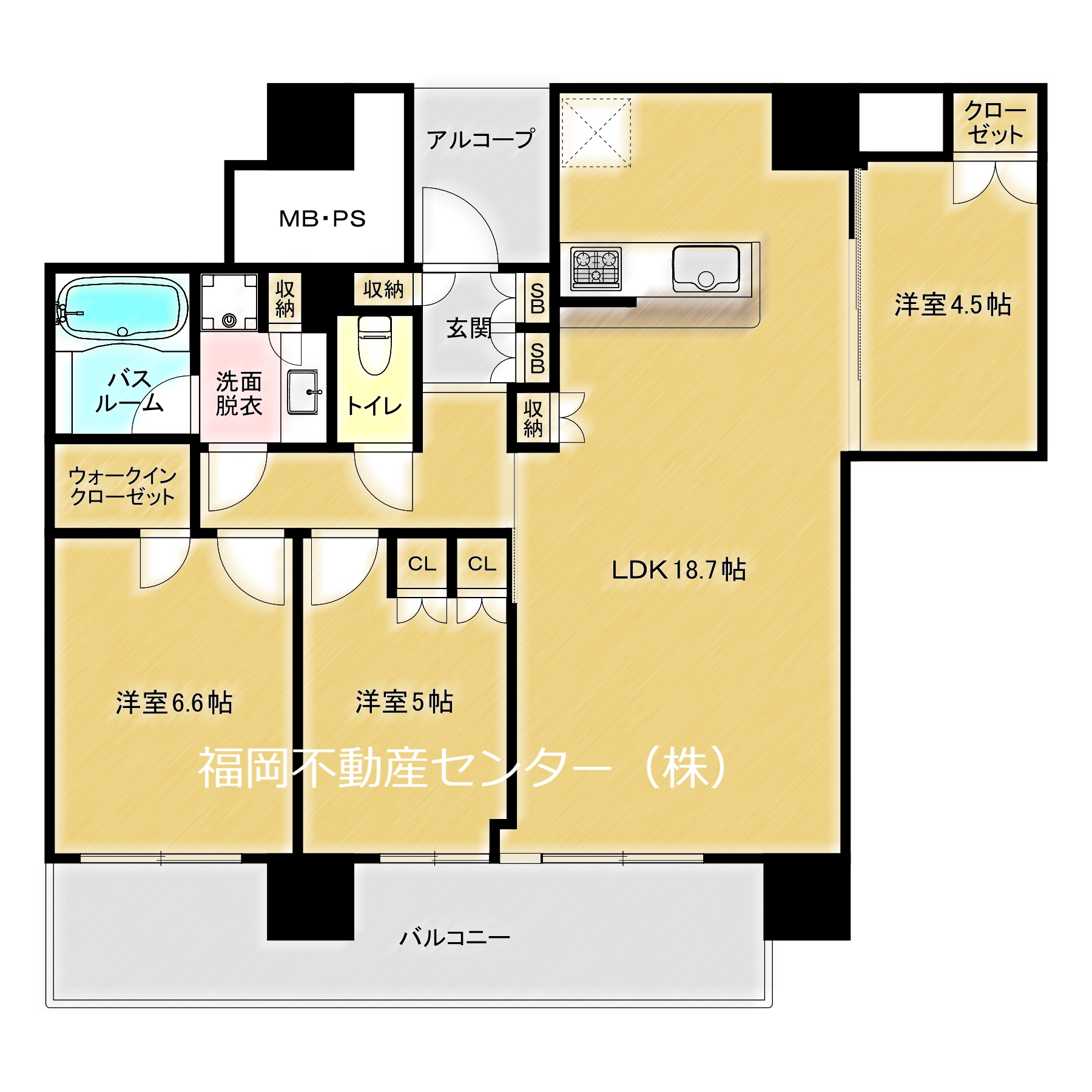 福岡市東区香椎照葉のマンションの間取り