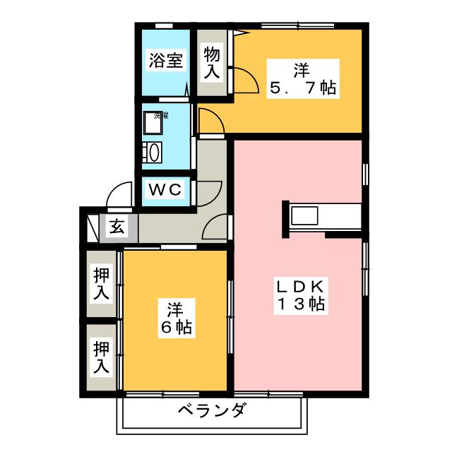 サンピア杭瀬　Ｂ棟の間取り