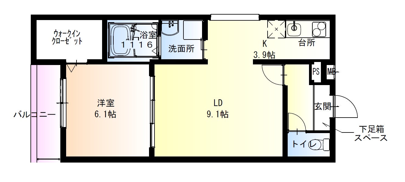 【堺市西区浜寺石津町中のアパートの間取り】