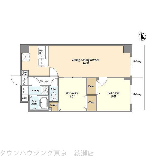 荒川区東尾久のマンションの間取り