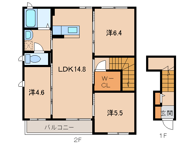 岩出市溝川のアパートの間取り