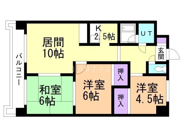 札幌市豊平区平岸六条のマンションの間取り